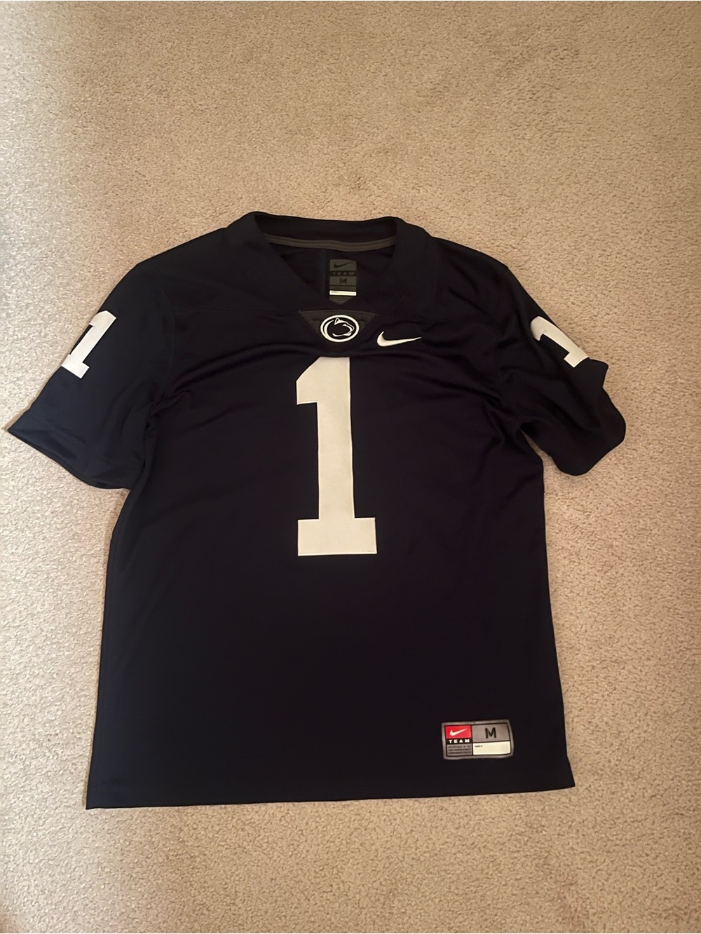 Penn State Nike Men's Navy Blue Football Jersey with White #1